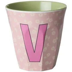 RICE Buchstaben-Becher mit Blumen Medium, V
