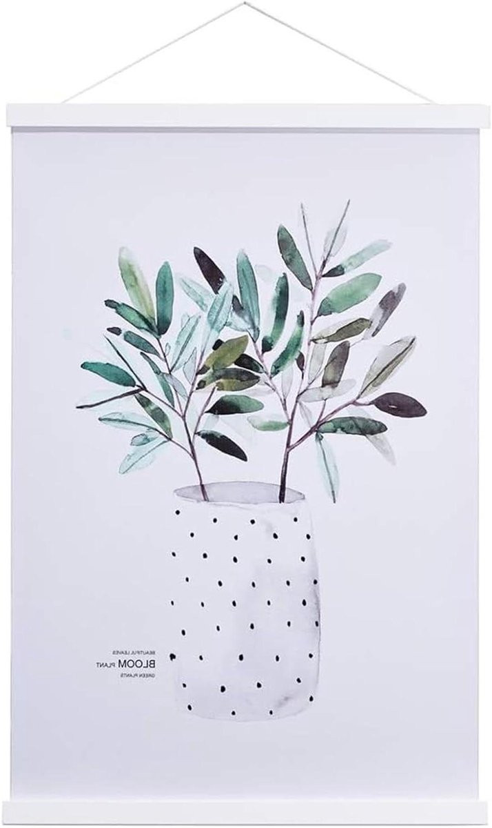 Wit houten posterhanger met magnetische lijst voor decoratie, 84 cm