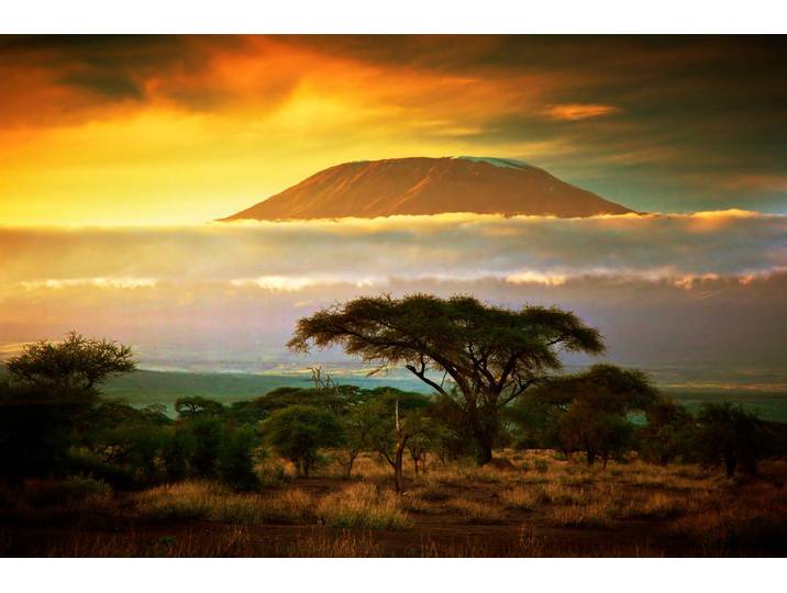 Fototapete PAPERMOON Mount Kilimanjaro and Clouds , bunt, B:3m L:2,23m, Vlies, Tapeten, Fototapete