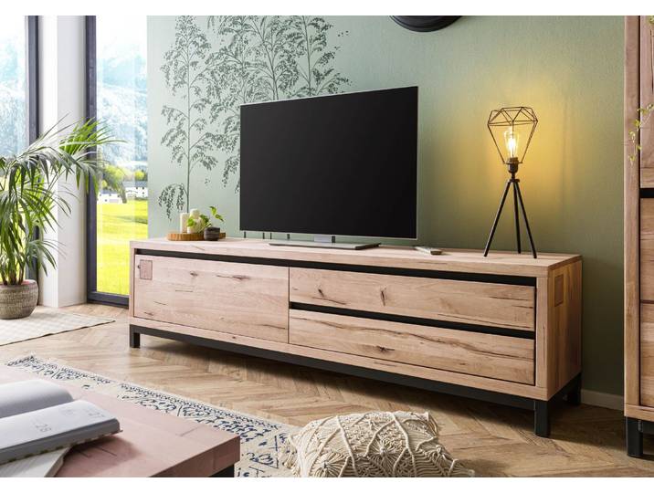 TV-Board Wildeiche 220x40x56 bianco geölt VILLANDERS #254