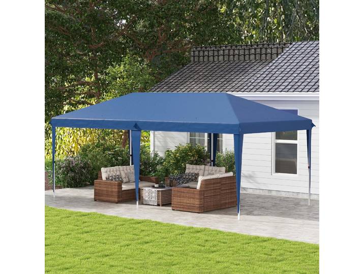 Outsunny Tonnelle Pliante 6x3m Bleu Acier Oxford Sac Inclus