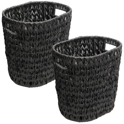 happimess Maple Contemporary Farmhouse Resin 4.5-Gallon Tapered Oval Wicker Watebasket with Handles (Set of 2)