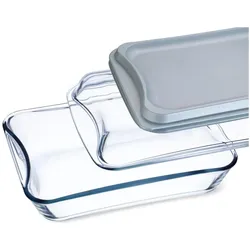 Simax Auflaufform eckig mit Glas- und Kunstoffdeckel exclusive, Auflaufform, Transparent