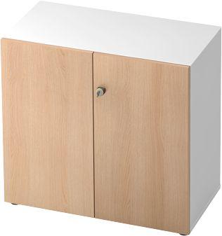 Aktenschrank TOPAS LINE, 2 Ordnerhöhen, Türen abschließbar, weiß/Eiche-Dekor