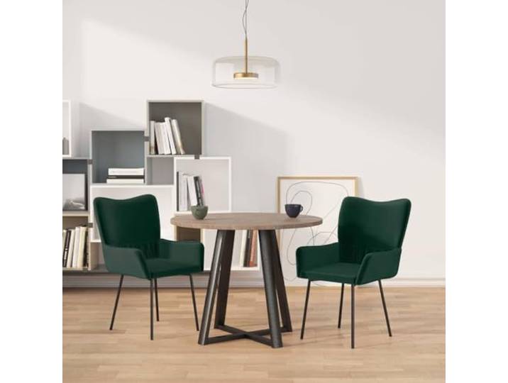 HEFZGDB Esszimmerstühle 2 STK. Dunkelgrün Samt mit Metallgestell und ergonomischer Polsterung für Wohnzimmer und Essbereich