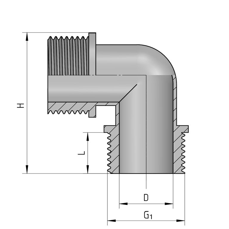 REKUBIK Winkel 90° 2x Außengewinde 3/4" AG x 3/4" AG 3310/0202
