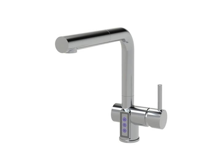 Küchenarmatur, Chrom, Metall, 8x25.9x24.9 cm, flexible Anschlussschläuche, herausziehbarer Auslauf, Keramikkartusche, schwenkbarer Sprudelwasser, Trinkwassersystem, Küchen, Küchenausstattung, Küchenarmaturen