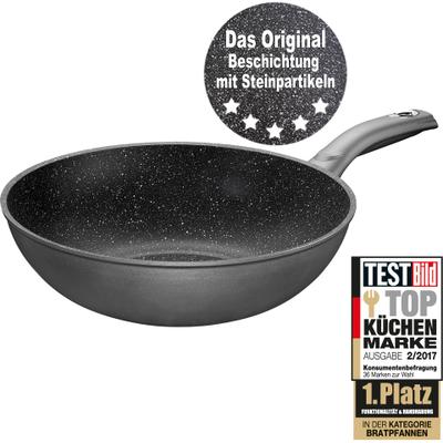 Wok STONELINE, grau (anthrazit), H:9,5cm Ø:30cm, Pfannen, Wok, Ø 30 cm, STONELINE- Keramikbeschichtung, Induktion