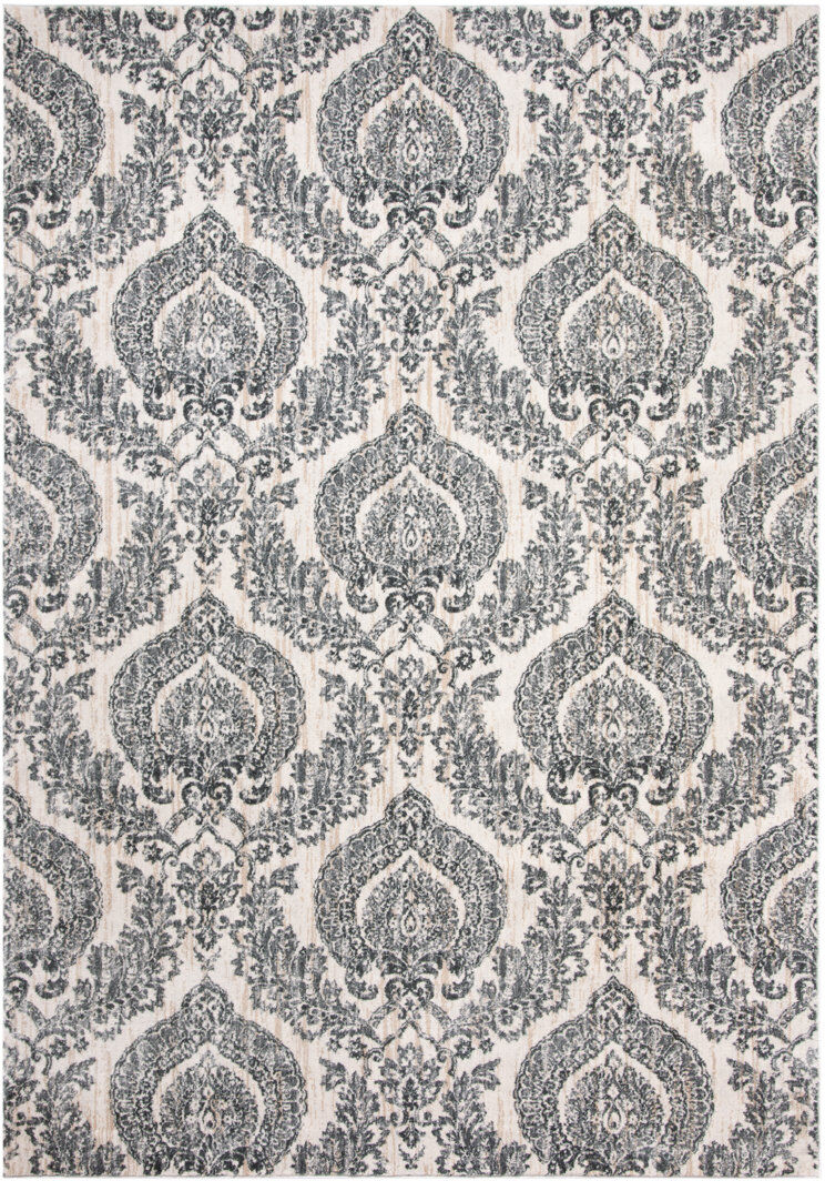 Bloomsbury Market Swindle Damask Hand Woven Area Rug Gray Rectangle 91 x 152 cm