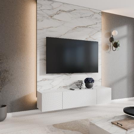 Margaret Hadas Nicole TV-meubel - Modern laag TV-meubel - Wit - Breedte: 200 cm