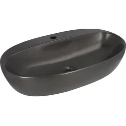 Aufsatz-Waschtisch Elanda 700x420mm Keramik mit Hahnloch Schwarz Evenes