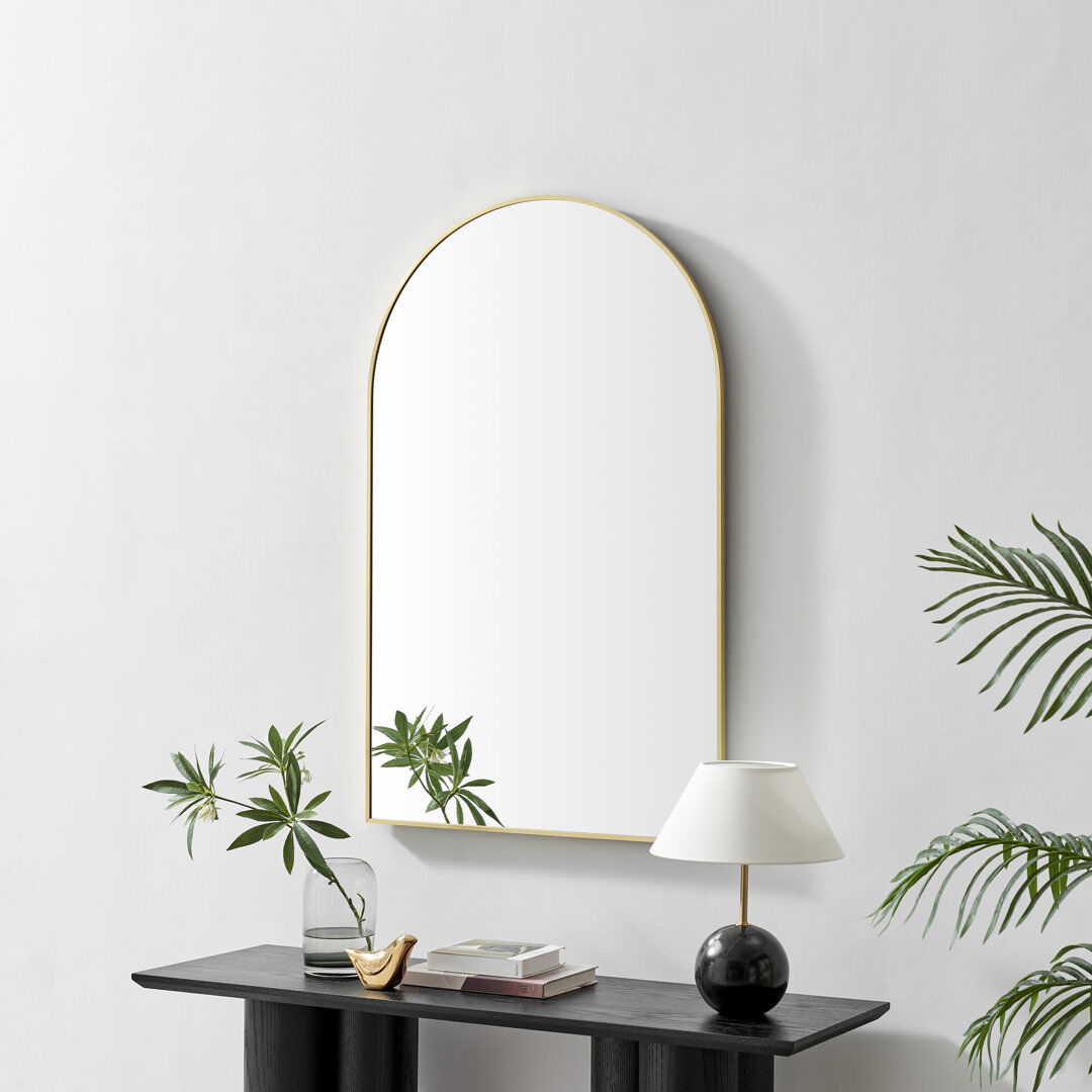 Fairmont Park Charlene Metal Freestanding Overmantle Arch Mirror - Classic and Simple Design Gold 110cm H X 70cm W X 2cm D