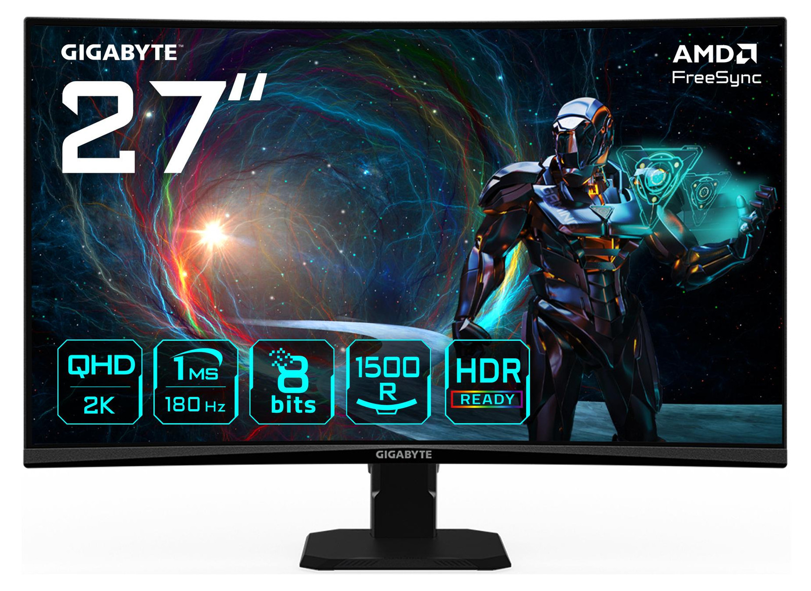 Gigabyte GS27QCA Curved Gaming Monitor, 27 inch, QHD, VA-paneel, 180Hz, Zwart (mat)
