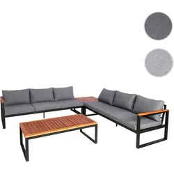 Garten-Garnitur HWC-L26, Gartenlounge Lounge-Set Sitzgruppe Sofa, Aluminium Akazie Holz MVG-zertifiziert ~ dunkelgrau