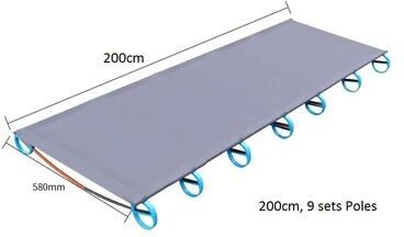 Uplifted Finds Camping Tent Folding Cot Ultralight 180cm Single Portable Bed With Alloy Frame 200 Cm 9 Sets Poles