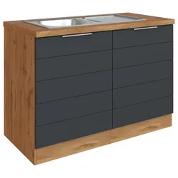 Spülenschrank Florenz ca. 120 cm Grau/Eiche