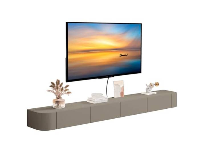 MWIDCIEW Hängendes TV Lowboard Khaki 120-300cm, Moderner TV Schrank Wandmontiert, TV Board Wohnzimmer mit Schubladen, Vormontiert