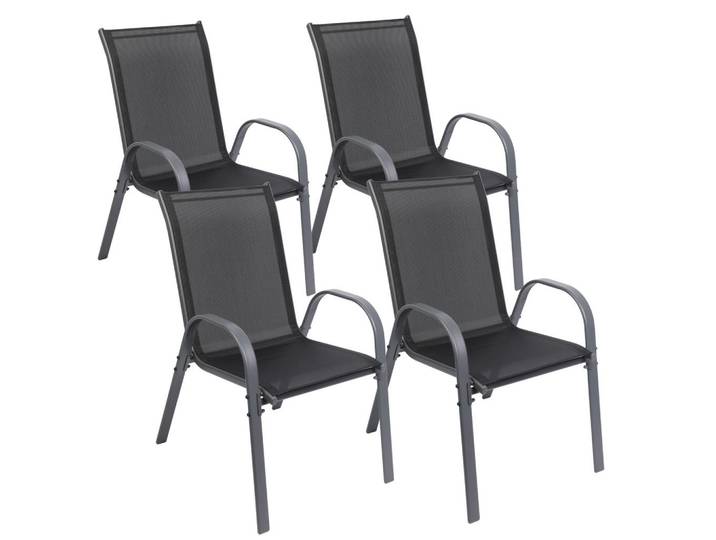 Albatros Gartenstuhl Kuba stapelbar, 4er Set, Anthrazit, Metall, 54x84x64 cm, Gartenmöbel, Gartensessel, Gartenstühle