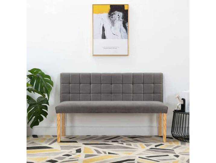 Banc d'entrée(rectangulaire）- Maximum 110 kg par siège - Banc banquette 140 cm Gris Velours wet28g