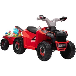 KINDERQUAD Kinder Elektro-Quad 6V Elektroauto mit Anhänger, 2,5 km/h Metall Rot