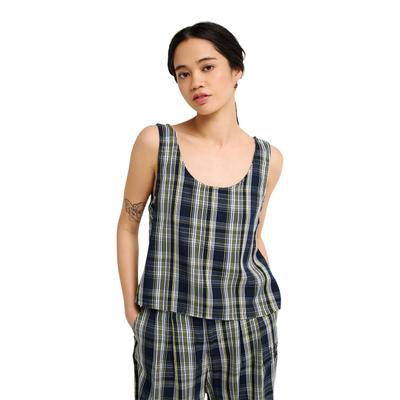 Tanktop QUIKSILVER "Vista", Damen, Gr. XL, blau (micro chip tilcara check), Obermaterial: 100% Lyocell., Tops Tanktop
