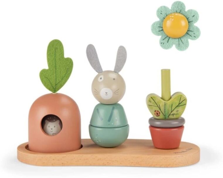MOULIN ROTY Wooden Stack Up Toy Trois Petits Lapins jouet d’éveil en bois 12m+ 1 pcs