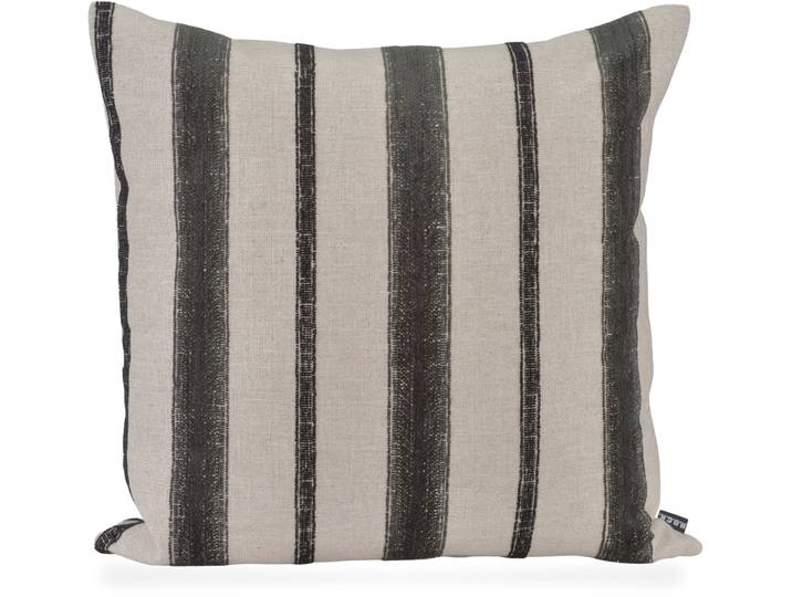 Dekokissen H.O.C.K. Collin , schwarz (schwarz, gestreift), B:60cm H:10cm L:60cm, Leinen, Polyester, Dekokissen_Sitzkissen_Kissenhüllen, Dekokissen, Sofakissen inkl. Füllung, 70x40cm, Dekokissen Streifen, natur