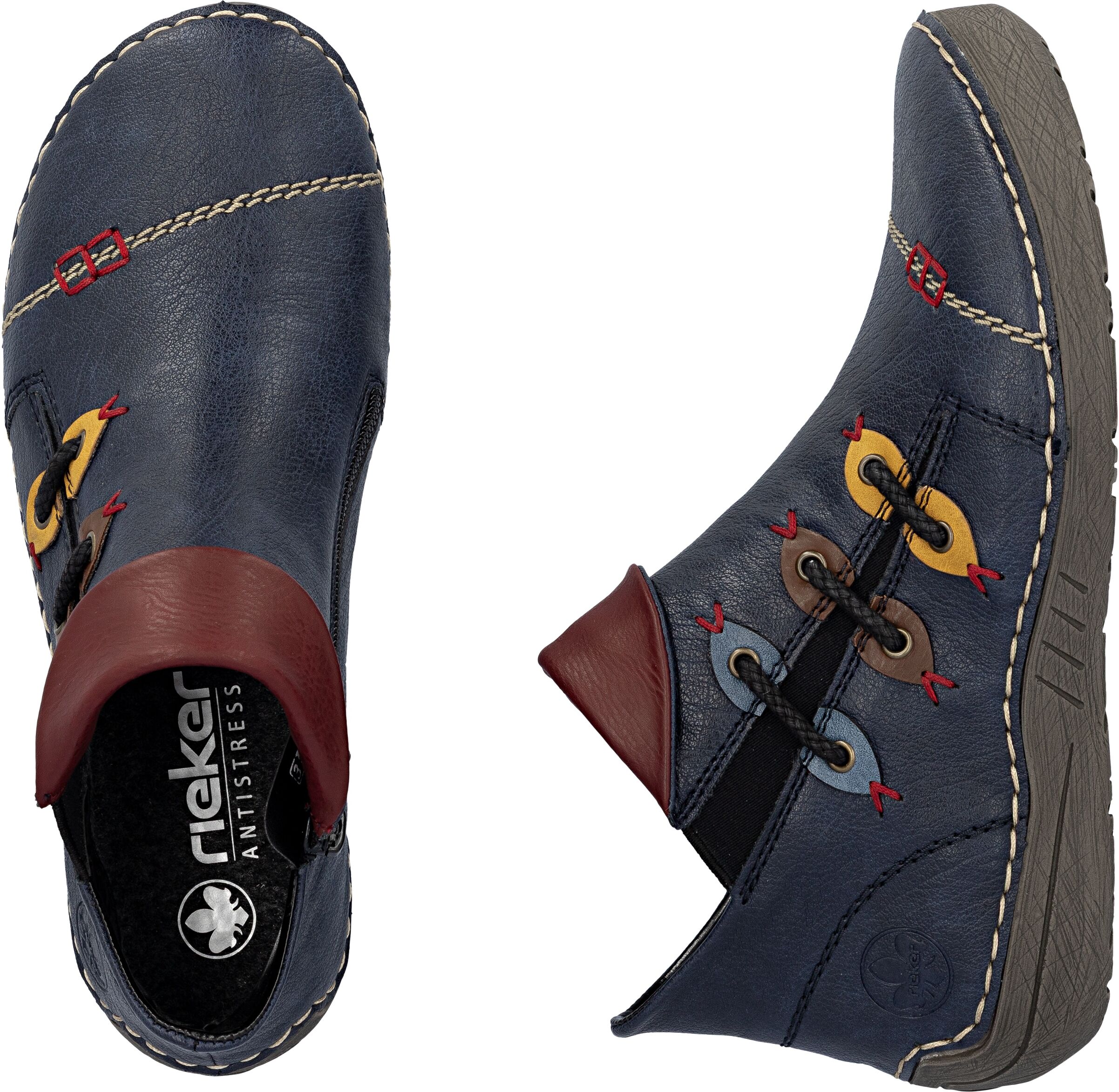 Rieker Schlupfboots, Slipper mit bunten Applikationen seitlich