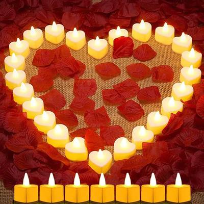 Inspired Living Romantic Heart Shaped LED Candles Flameless LED Tealight Candles For Wedding And Valentine's Day Romantic Heart Shaped LED Candles Flameless LED Tealight Candles For Wedding And Valentine's Day