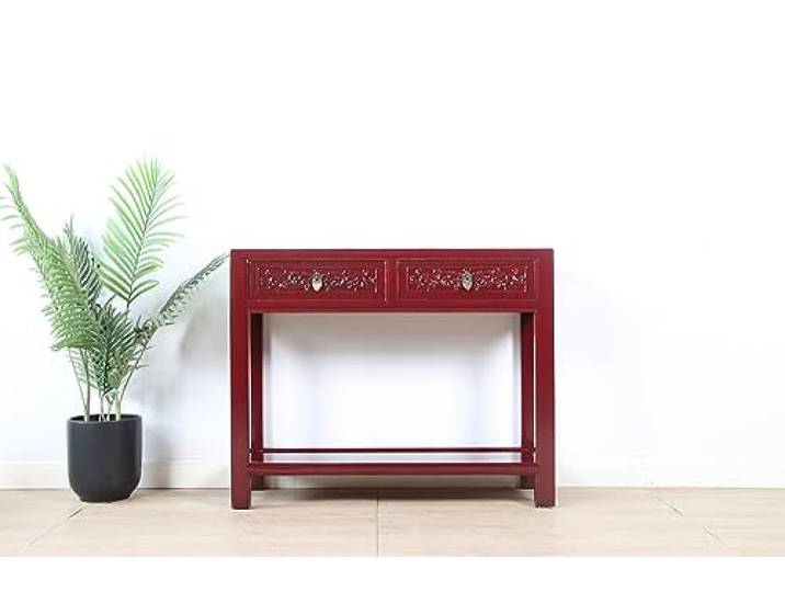 Yajutang Konsole Konsolentisch aus massivem Holzpurpurrot RAL3004
