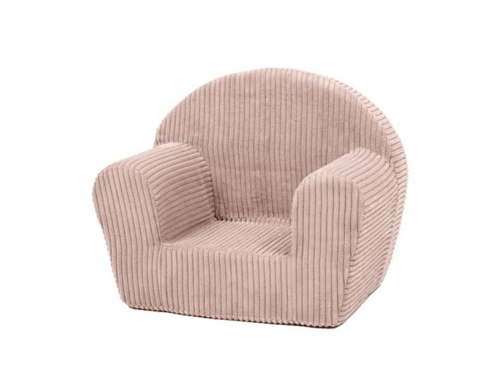 Fauteuil piqué enfant rose velours côtelé