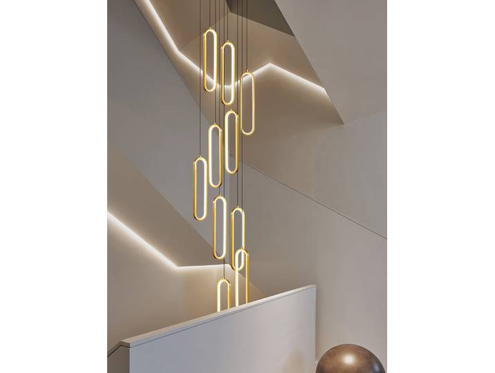 Lustre de plafond minimaliste nordique Led escalier suspension salon Villa Loft lampes suspendues éclairage intérieur à intensité variable