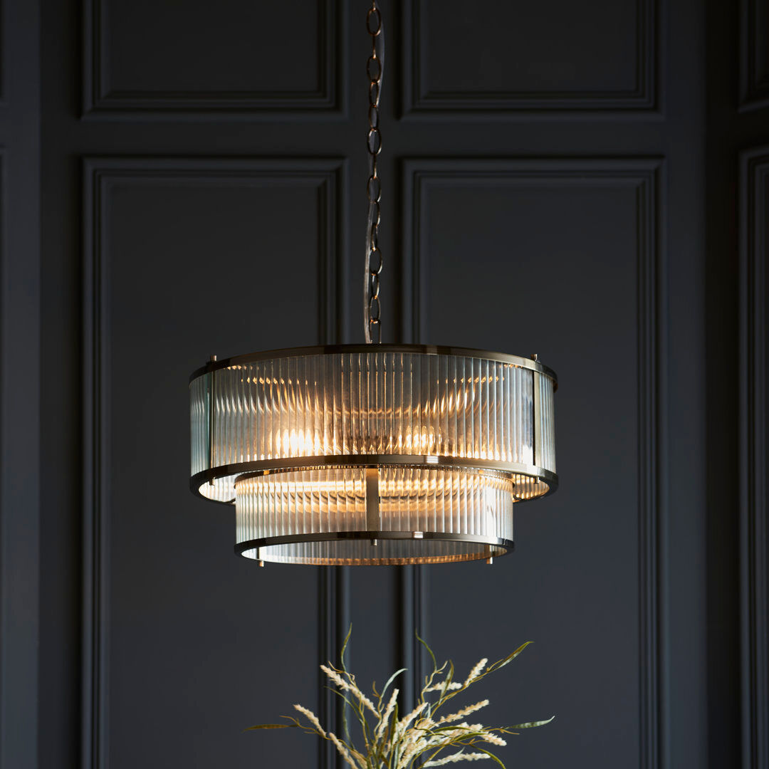 Heritage Hues Anesty 5lt Pendant light finished in Ant. Brass Antique Brass 23.8cm H X 50cm W X 50cm D