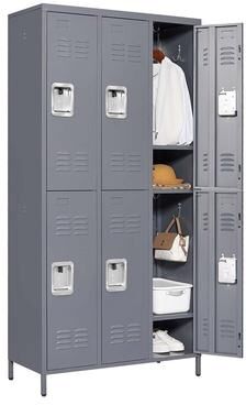 Telepassa "72""H Metal Lockers with Name Card for Employees,Storage Cabinet With Hooks and Ventilation For School,Garage,Gym,Office"