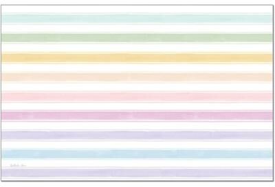 FirstDawn "Spring Stripes 24 Sheet Reusable Premium Paper Stock Placemats in Resealable Storage Bag Made in The USA 17"" x 11"""