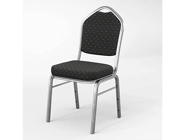 GGMMÖBEL Alexa 12-er Set Bankettstuhl Bankettstühle Bistrostuhl Saalstühle Konferenzstuhl Gastrostuhl Stoff Schwarz Stapelbar mit Goldpunkte