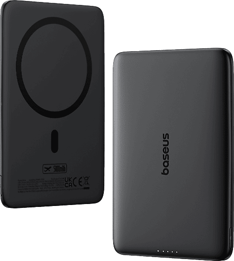 Powerbank - Baseus PicoGo AM41 Ultra-fina, 5000 mAh, 20W, Carga magnética, Con cable Tipo C 60W, Pass-Through, rápida, Negro