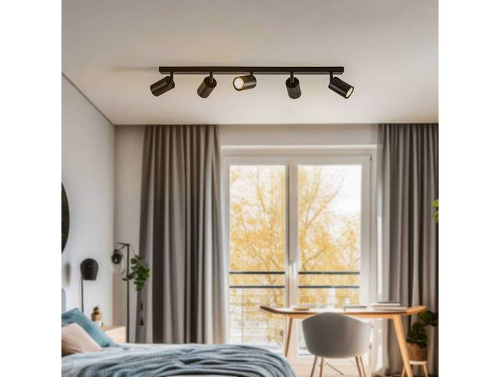Deckenstrahler Zoom, 5-flammig, schwarz Zoom SIGMA, dimmbar, schwarz, für Wohn- / Esszimmer, Metall, Modern, Strahler