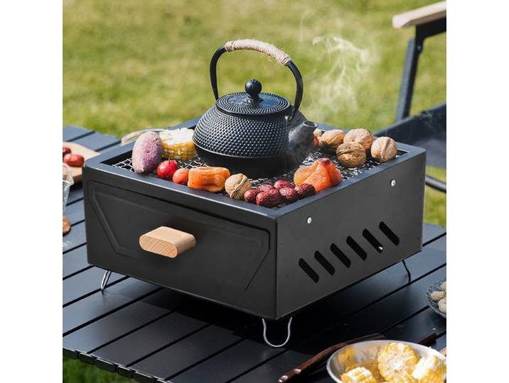 Camping cour Barbecue Grill extérieur Portable charbon de bois Barbecue support carré Camping bassin de feu pliable pique-nique Barbecue outil