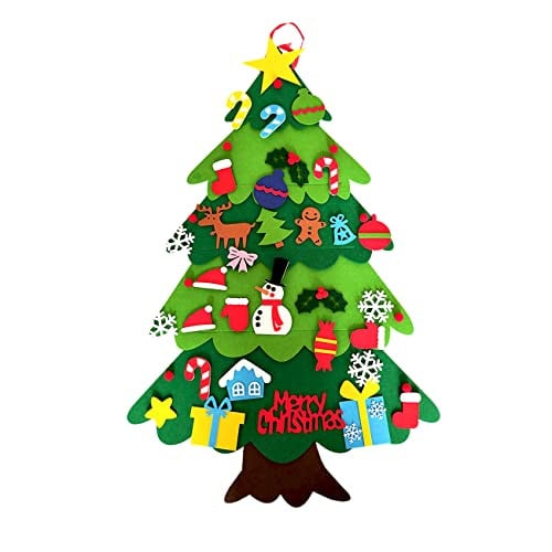 Vilten kerstboom voor kinderen met 32 verwijderbare ornamenten voor kerstdecoratie