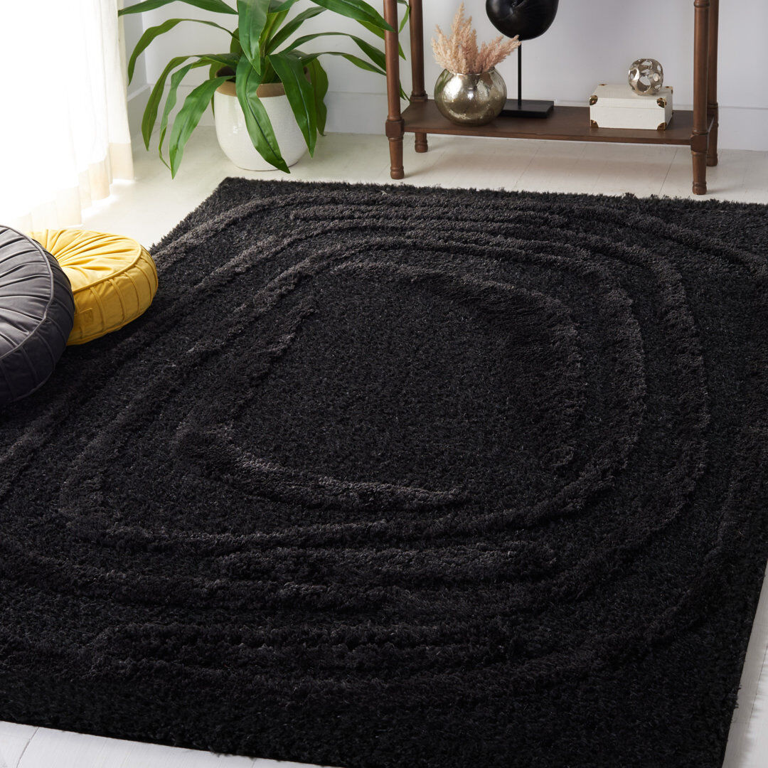 Ivy Bronx Area Rug Black Rectangle 240 x 305cm