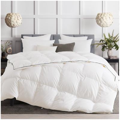 KASENTEX Luxury Premium White Goose Down and Feather Comforter with Contemporary, Cotton Fabric, 750 Fill Power, Duvet Insert