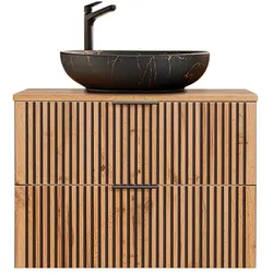WASCHTISCH 80.6cm Gaia Holz in Eichenoptik und Schwarz