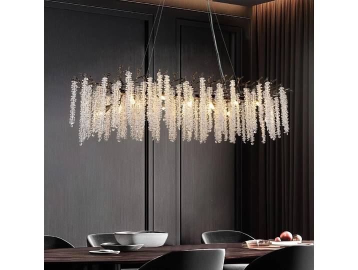 Lustres de luxe K9 pour salle à manger, salon, chambre à coucher, table, grands lustres modernes noirs à branches rondes en cristal