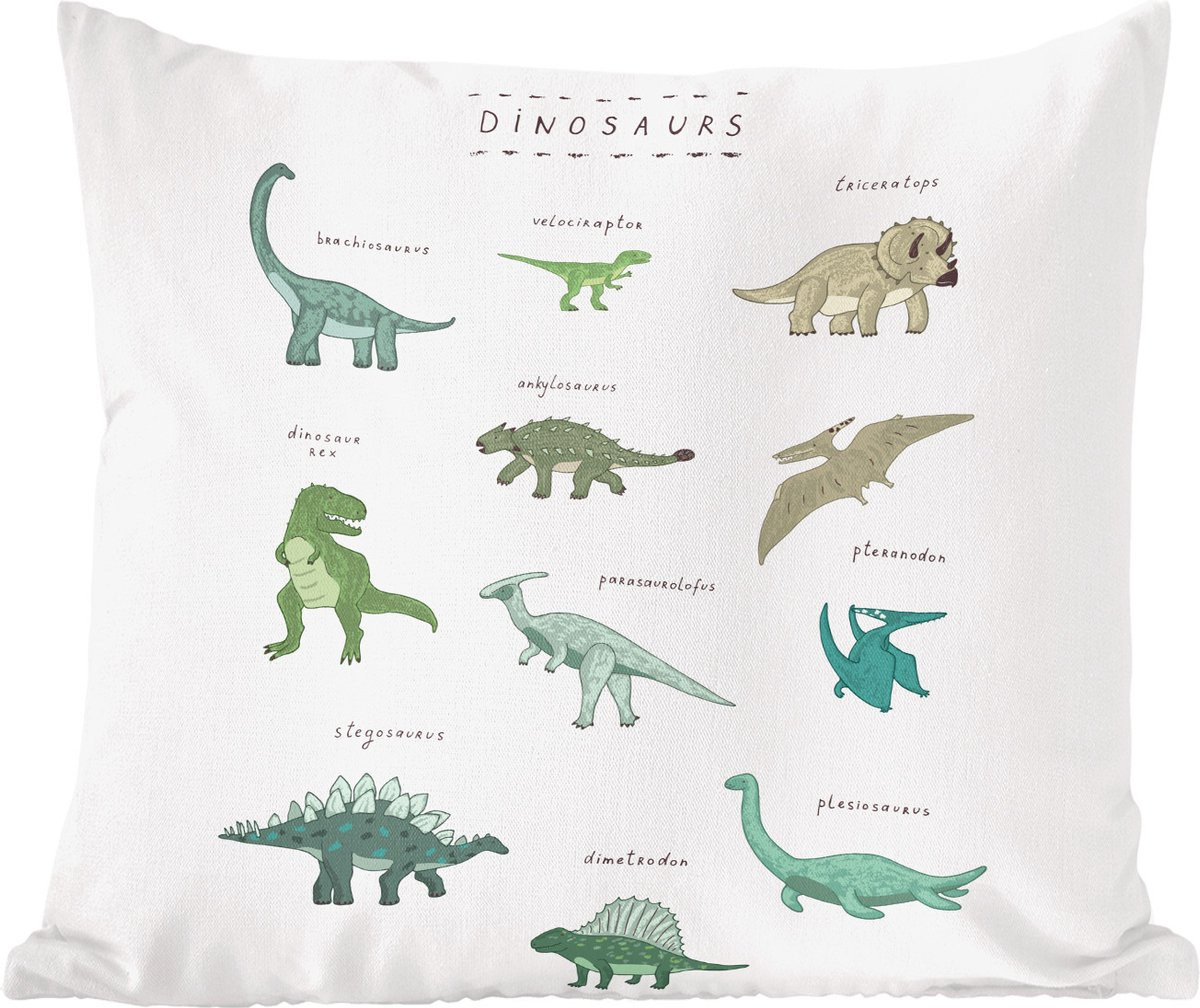 Sierkussen Dinosaurus voor Kinderkamers - Wit - 45 x 45 cm