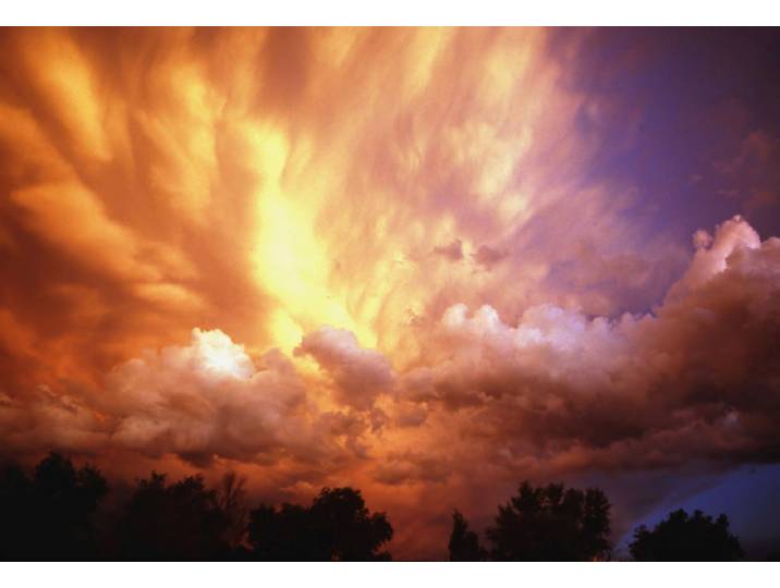 Fototapete PAPERMOON Gewitterwolken bei Sonnenuntergang , bunt, B:3,5m L:2,6m, Vlies, Tapeten, Fototapete