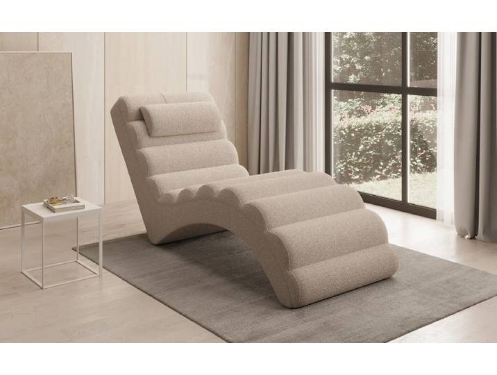 Designer Relax-Liege Malina in Bouclé - Beige - Bouclé - Luxusbetten24