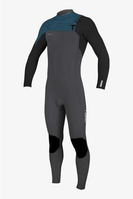 O'Neill Hyperfreak 4/3mm+ Chest Zip Full Wetsuit in Gn/Blk/Blu, Size 10