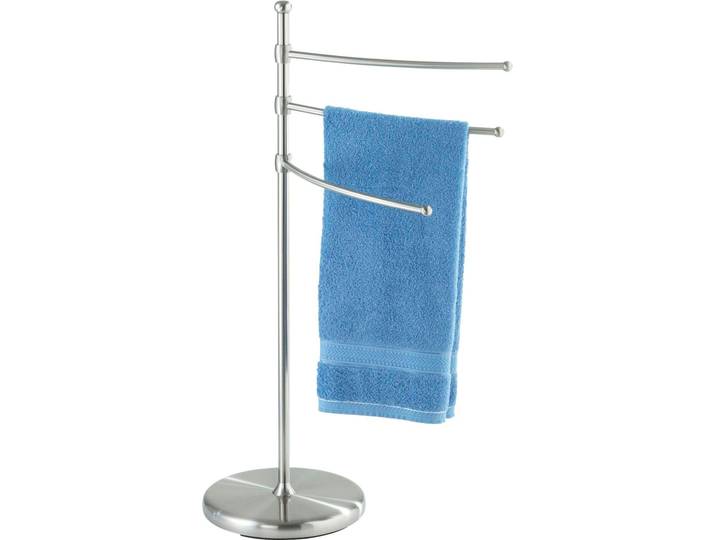Handtuchständer WENKO Adiamo , silber (silberfarben), B:28,5cm H:90cm T:53cm, Stahl, Handtuchhalter, Handtuchständer