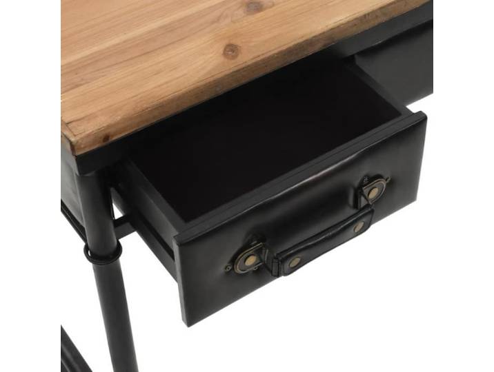 Table console - VINGVO - SWT(245758) - MDF et bois de sapin - 2 tiroirs - 4 roulettes